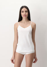 Top Spalla Sottile in Cotone e Modal Perfect Line Cotton - Bianco - White | Oroblù