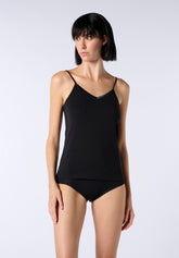 Cotton and Modal Thin Shoulder Top Perfect Line Cotton - Black - Black | Oroblù