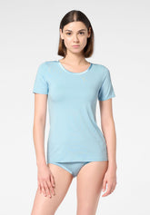 Perfect Line Cotton Halbarm T-Shirt aus Baumwolle und Modal - Himmelblau 8 - Sky 8 | Oroblù