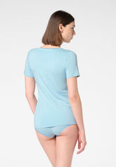 Perfect Line Cotton Halbarm T-Shirt aus Baumwolle und Modal - Himmelblau 8 - Sky 8 | Oroblù