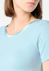 Perfect Line Cotton Halbarm T-Shirt aus Baumwolle und Modal - Himmelblau 8 - Sky 8 | Oroblù