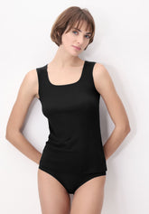 Perfect Line Cashmere Wide Shoulder Top - Black - Black | Oroblù