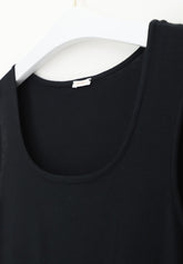 Perfect Line Cashmere Wide Shoulder Top - Black - Black | Oroblù
