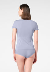 Maglia Manica Corta Scollo Tondo in Modal Elasticizzato Perfect Line Modal - Azzurro Grigio - Crystal grey | Oroblù