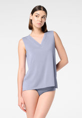 V-Neck Stretch Modal Top Perfect Line Modal - Grey Blue - Crystal grey | Oroblù