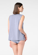 V-Neck Stretch Modal Top Perfect Line Modal - Grey Blue - Crystal grey | Oroblù