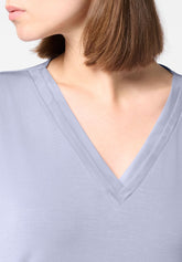 V-Neck Stretch Modal Top Perfect Line Modal - Grey Blue - Crystal grey | Oroblù