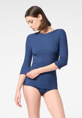 T-shirt Manica 3/4 in Modal Elasticizzato Perfect Line Rib - Cobalto - Cobalt | Oroblù