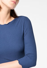T-shirt Manica 3/4 in Modal Elasticizzato Perfect Line Rib - Cobalto - Cobalt | Oroblù