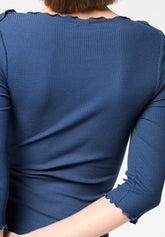 T-shirt Manica 3/4 in Modal Elasticizzato Perfect Line Rib - Cobalto - Cobalt | Oroblù