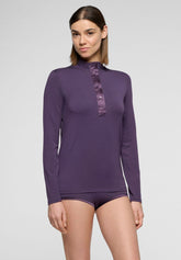 Long-Sleeve High-Neck Cotton and Modal Top Perfect Line Cotton - Violet - Violet 25 | Oroblù
