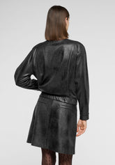 Vintage-Effect Ecoleather Short Jacket - Black - Black | Oroblù