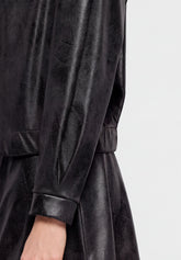Vintage-Effect Ecoleather Short Jacket - Black - Black | Oroblù