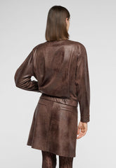 Kurze Jacke aus Kunstleder im Vintage-Look Ecoleather - Dunkelbraun - Dark brown | Oroblù