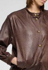 Kurze Jacke aus Kunstleder im Vintage-Look Ecoleather - Dunkelbraun - Dark brown | Oroblù
