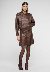 Minigonna in ecopelle effetto Vintage Ecoleather - Marrone Scuro - Dark brown | Oroblù