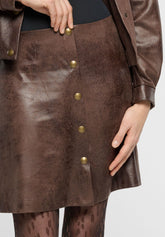 Minigonna in ecopelle effetto Vintage Ecoleather - Marrone Scuro - Dark brown | Oroblù