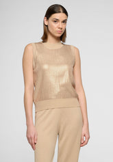 Top Smanicato in maglia di Viscosa con Paillettes Shiny Knitwear - Sabbia - Sand | Oroblù