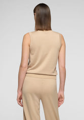 Top Smanicato in maglia di Viscosa con Paillettes Shiny Knitwear - Sabbia - Sand | Oroblù
