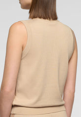 Top Smanicato in maglia di Viscosa con Paillettes Shiny Knitwear - Sabbia - Sand | Oroblù