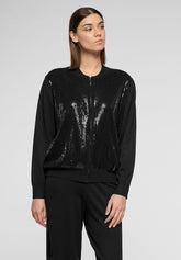 Cardigan zippé en maille de viscose à paillettes Shiny Knitwear - Noir - Black | Oroblù
