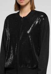 Cardigan zippé en maille de viscose à paillettes Shiny Knitwear - Noir - Black | Oroblù