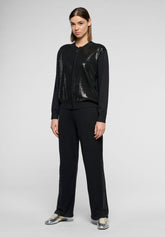 Pantaloni in maglia di Viscosa con Paillettes Shiny Knitwear - Nero - Black | Oroblù