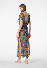 Langes Netz-Kleid Cover-Up Color Jungle - Gold - Golden | Oroblù