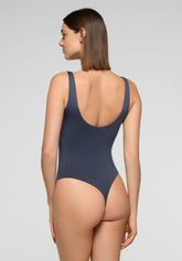 Stretch Eco-Microfibre Thin Shoulder Strap Bodysuit Skinwear - Hematite - Hematite 1 | Oroblù