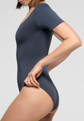 Kurzarm Body aus elastischer Eco-Mikrofaser Skinwear - Hematite - Hematite 1 | Oroblù