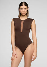 Ärmelloser Body aus elastischer Mikrofaser Skinwear - Dunkelbraun - Dark brown | Oroblù
