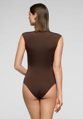 Ärmelloser Body aus elastischer Mikrofaser Skinwear - Dunkelbraun - Dark brown | Oroblù