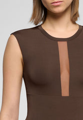 Ärmelloser Body aus elastischer Mikrofaser Skinwear - Dunkelbraun - Dark brown | Oroblù