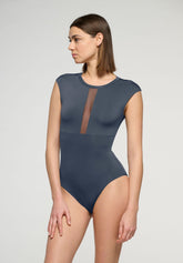 Sleeveless Stretch Microfiber Bodysuit Skinwear - Hematite - Hematite 1 | Oroblù