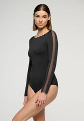 Langarm-Body aus elastischer Mikrofaser Skinwear - Schwarz - Black | Oroblù