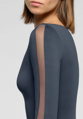 Long-Sleeve Stretch Microfiber Bodysuit Skinwear - Hematite - Hematite 1 | Oroblù