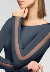 Long-Sleeve Stretch Microfiber Bodysuit Skinwear - Hematite - Hematite 1 | Oroblù