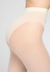 Tulle-effect Sheer Tights with Micro Polka Dots Plumetis 30 - Wool White - Wool | Oroblù