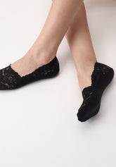 Lacy Invisible Footprotector Socks - Black - Black | Oroblù