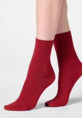 Modal and Cashmere Short Socks Cheryl - Intense Red - Deep red | Oroblù