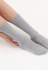 Wool and Cashmere Sock Gwen - Grey Melange - Grey melange | Oroblù