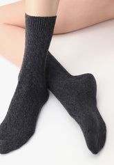 Wool and Cashmere Sock Gwen - Black Melange - Black melange | Oroblù