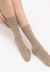 Wool and Cashmere Sock Gwen - Beige Melange - Beige melange | Oroblù