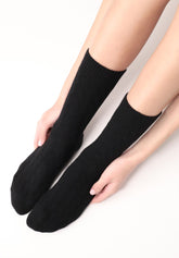 Wool and Cashmere Sock Gwen - Black - Black | Oroblù