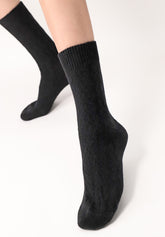 Wool and Cashmere Sock Gwen - Black - Black | Oroblù