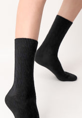 Wool and Cashmere Sock Gwen - Black - Black | Oroblù