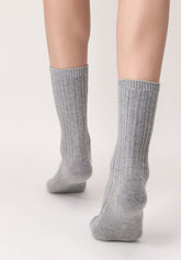 Chaussettes-en-Laine-et-Coton-Jasmine - Gris Chiné - Grey melange | Oroblù