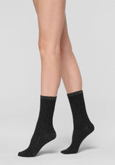 Wool and Cotton Socks Jasmine - Black Melange - Black melange | Oroblù