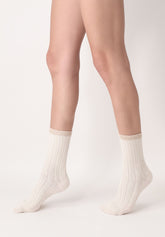 Chaussettes-en-Laine-et-Coton-Jasmine - Blanc Laine - Wool | Oroblù