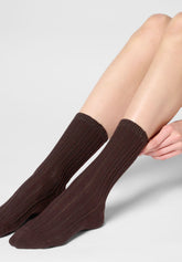 Wool and Cotton Socks Jasmine - Brown - Brown | Oroblù